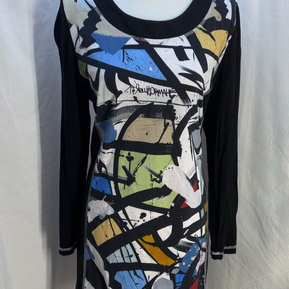 Simply Art by Dolcezza Abstract Dress color block paint XL graffiti DELK OMAHE - Picture 3 of 10